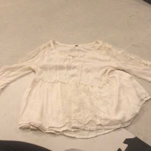 Free people 3/4 sleeve white top